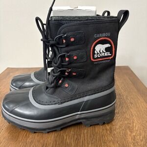 Sorel Caribou Lined Snow Boots Men's 7 Winter Waterproof Leather Rubber Black